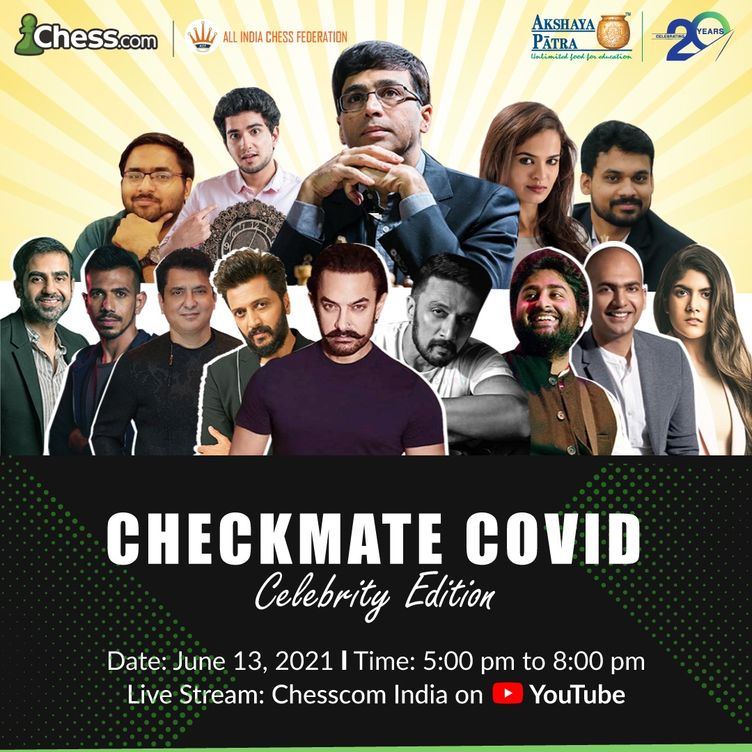 ‘Checkmate COVID – Celebrity Edition’ to See Viswanathan Anand Face-off Against RenownedCelebrities and Businesspersons to Support Akshaya Patra’s Food Relief Efforts